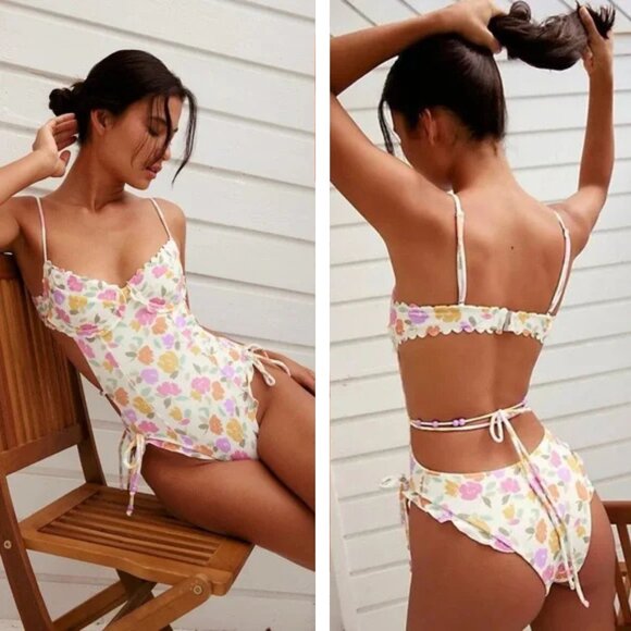 For Love And Lemons Other - New! For Love & Lemons Bondi Pink Multi Floral One-Piece Swimsuit 24360
